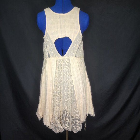 Free People Like a Virgin Lace Gauze Boho Mini Dress Size Small - Picture 6 of 9
